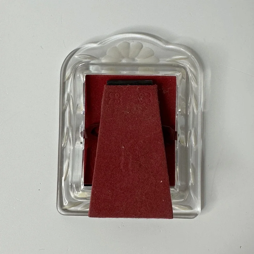 Vtg Princess House Lead Crystal Picture Frame Heritage Romance Floral 2.25x3